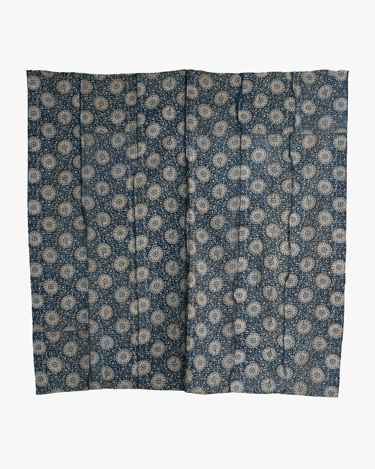 Vintage Boro Blanket, Indigo Katazome Kiku and Shima, Fully Sashiko-Stitched