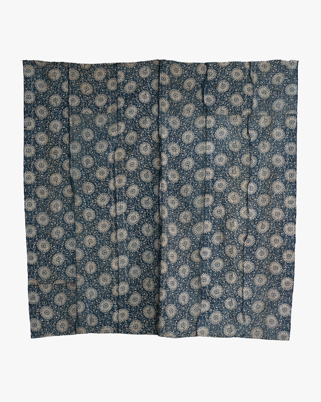 Vintage Boro Blanket, Indigo Katazome Kiku and Shima, Fully Sashiko-Stitched