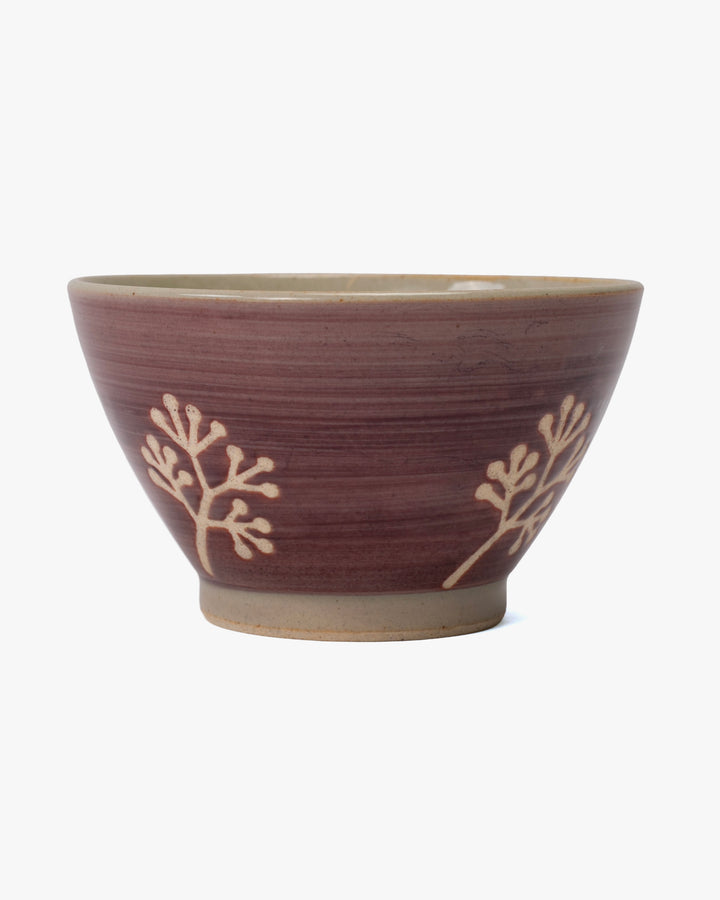 Minori Chawan Bowl, Bisque, Sprigs