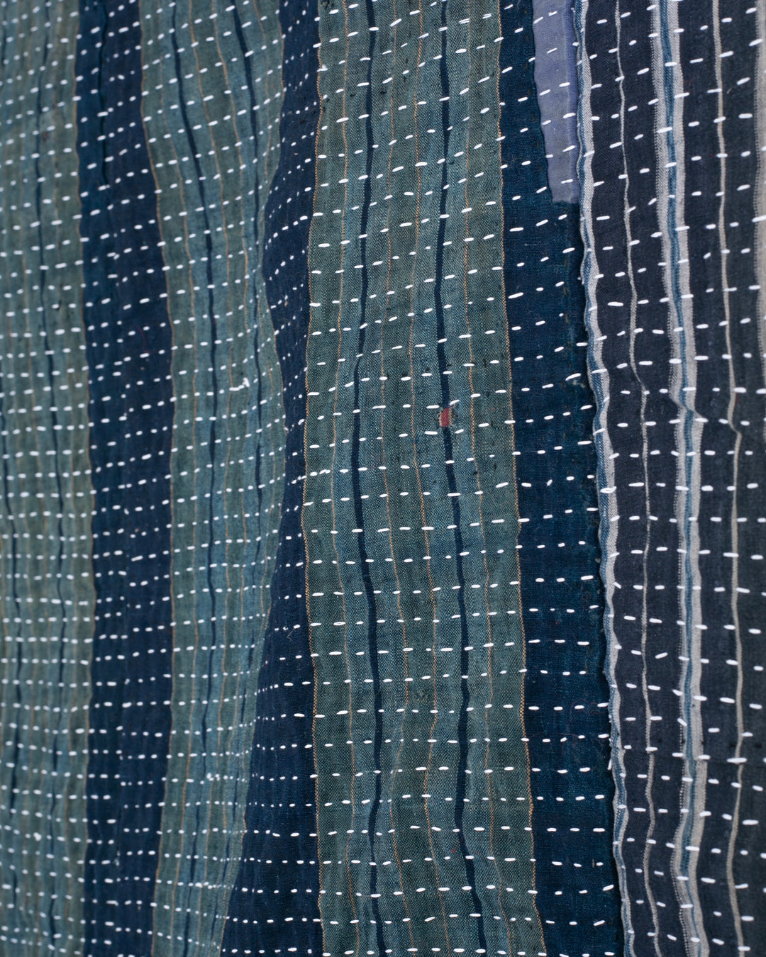 Vintage Boro Blanket, Indigo Katazome Kiku and Shima, Fully Sashiko-Stitched