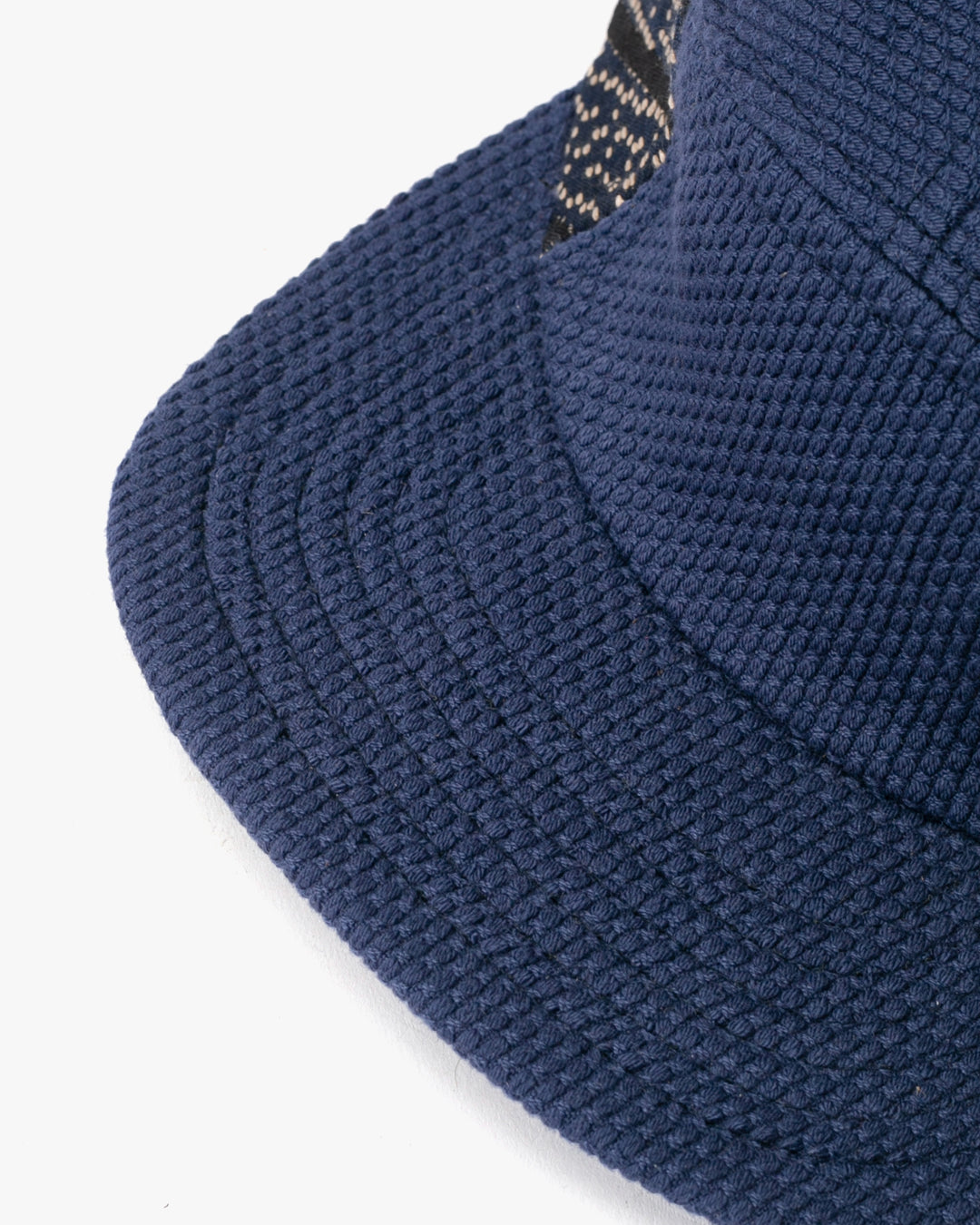 Kiriko Original Cap, 5-Panel, Two Tone, Indigo and Black Sashiko Hishi X Sashi-Ori