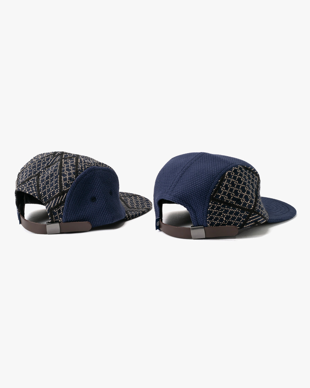 Kiriko Original Cap, 5-Panel, Two Tone, Indigo and Black Sashiko Hishi X Sashi-Ori
