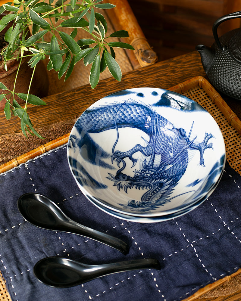 Bowl, Ichiyama, Set of 2 with Spoons, Dragon
