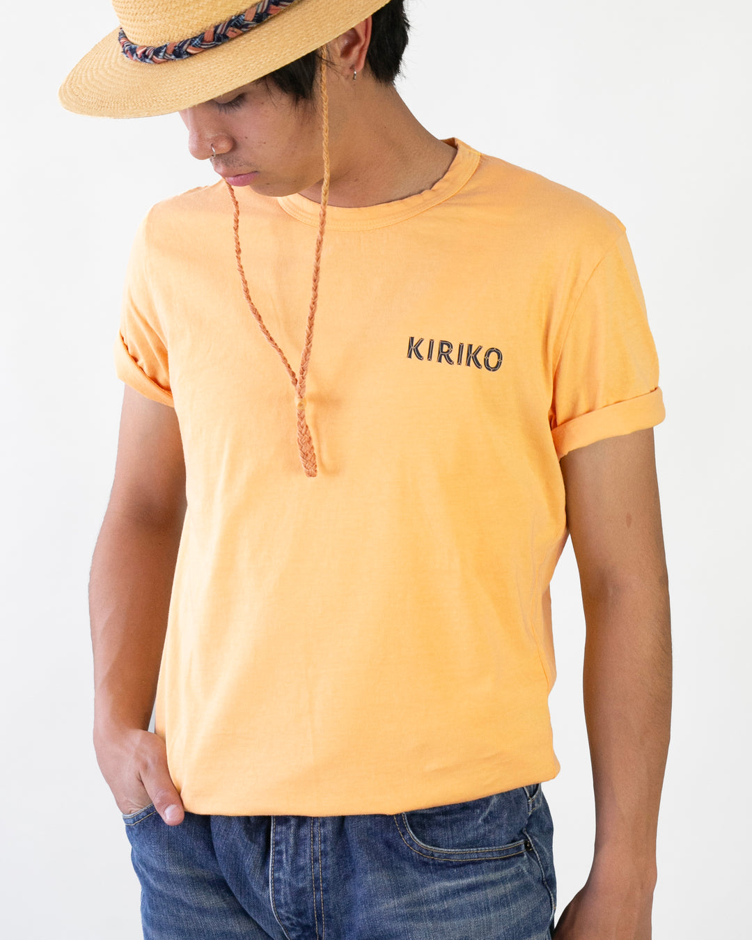 Kiriko Original Tee, 6 oz Cotton, Yellow with Indigo Koi-Dragon