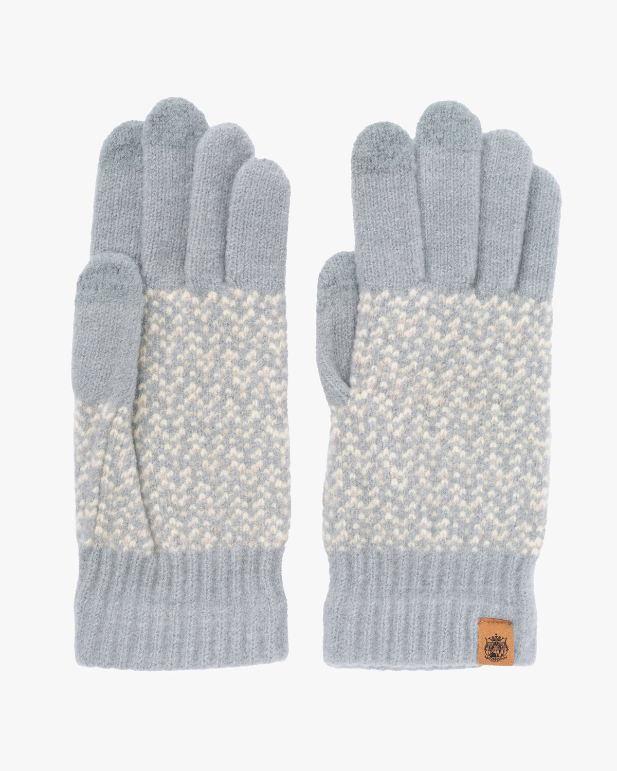 Gloves, Bisque, Tehtava, Cool Grey and Cream Tiny Chevron, Touchscreen