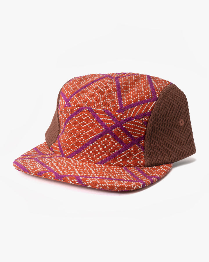 Kiriko Original Cap, 5-Panel, Two Tone, Burnt Scarlet and Violet Sashiko Hishi X Sashi-Ori