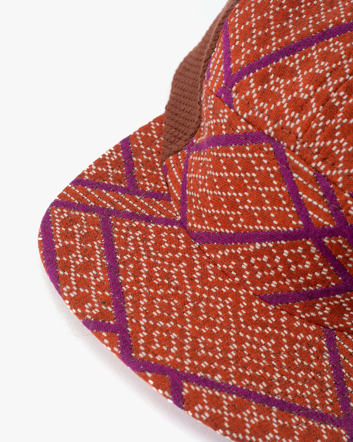 Kiriko Original Cap, 5-Panel, Two Tone, Burnt Scarlet and Violet Sashiko Hishi X Sashi-Ori