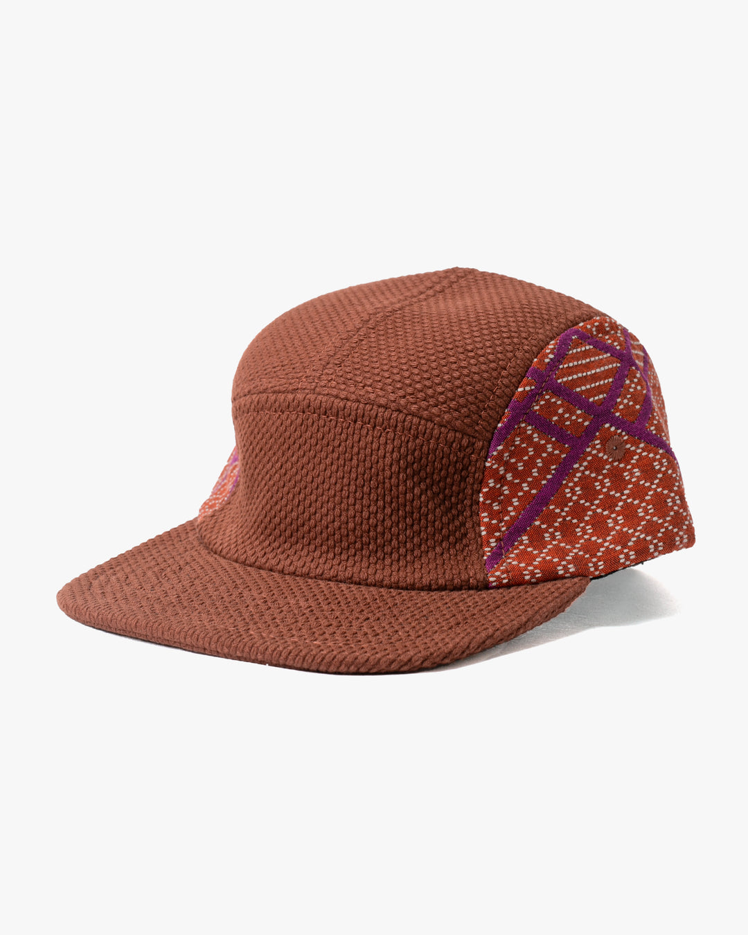 Kiriko Original Cap, 5-Panel, Two Tone, Burnt Scarlet and Violet Sashiko Hishi X Sashi-Ori