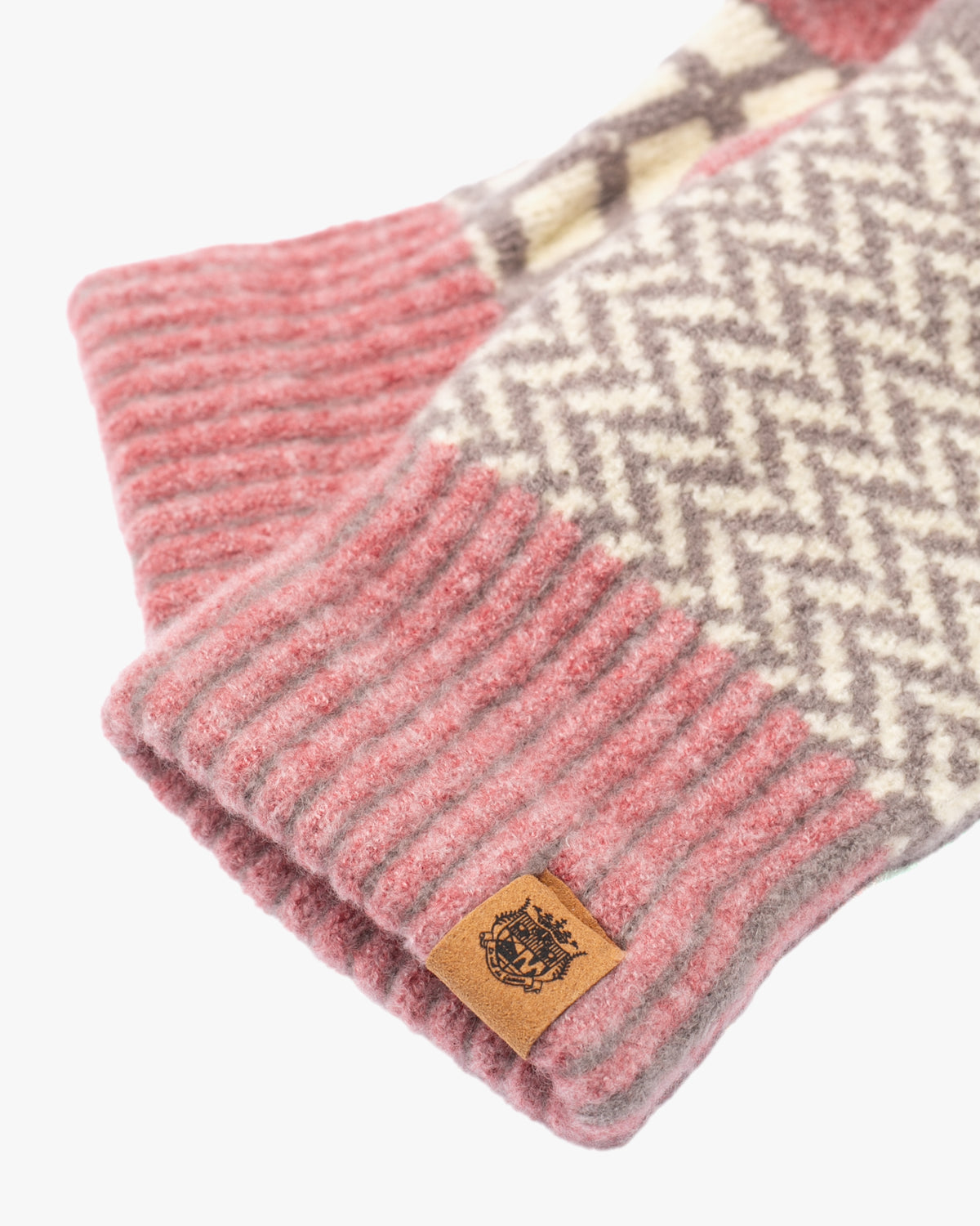 Gloves, Bisque, Tehtava, Pink and Grey Herringbone, Touchscreen