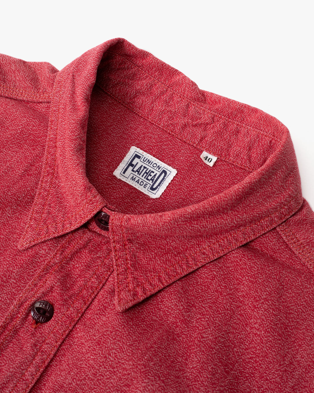 Japanese Repro Denim Button Up Shirt, Flat Head, Red - S
