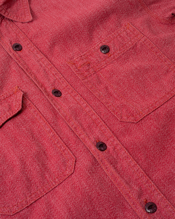 Japanese Repro Denim Button Up Shirt, Flat Head, Red - S
