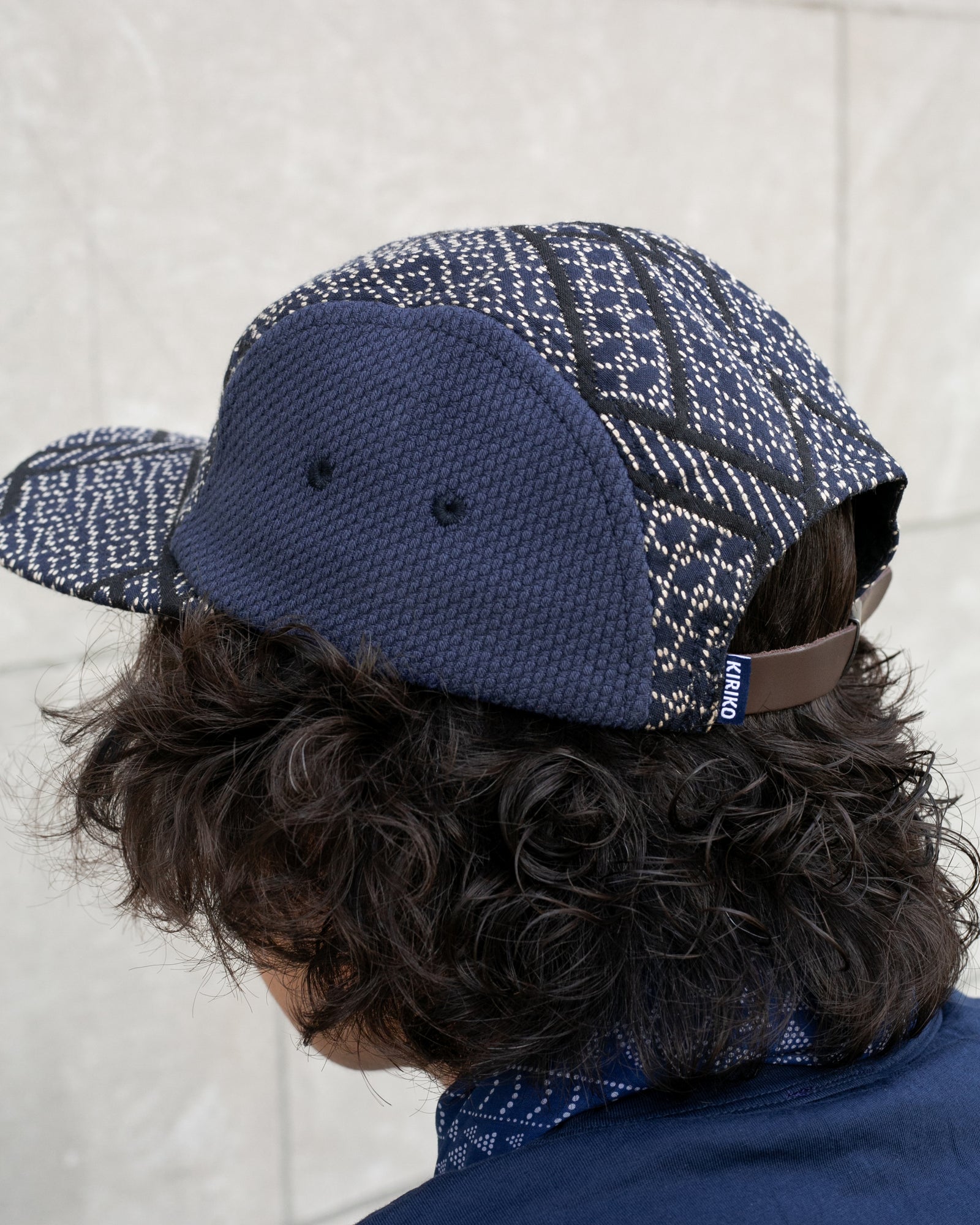 Kiriko Original Cap, 5-Panel, Two Tone, Indigo and Black Sashiko Hishi X Sashi-Ori