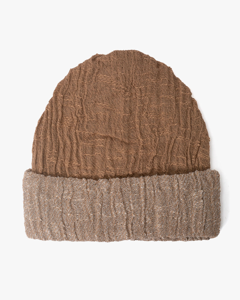 Kobo Oriza Knit Cap, Multi Functional, Cotton, Split Tan and Oatmeal, 9˝