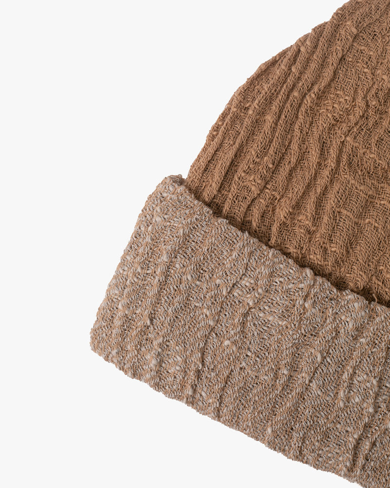 Kobo Oriza Knit Cap, Multi Functional, Cotton, Split Tan and Oatmeal, 9˝