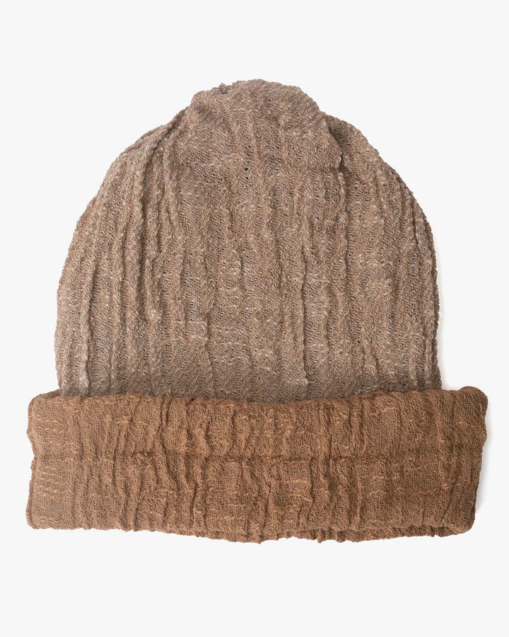Kobo Oriza Knit Cap, Multi Functional, Cotton, Split Tan and Oatmeal, 9˝