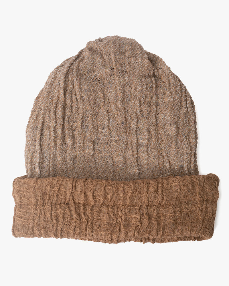 Kobo Oriza Knit Cap, Multi Functional, Cotton, Split Tan and Oatmeal, 9˝
