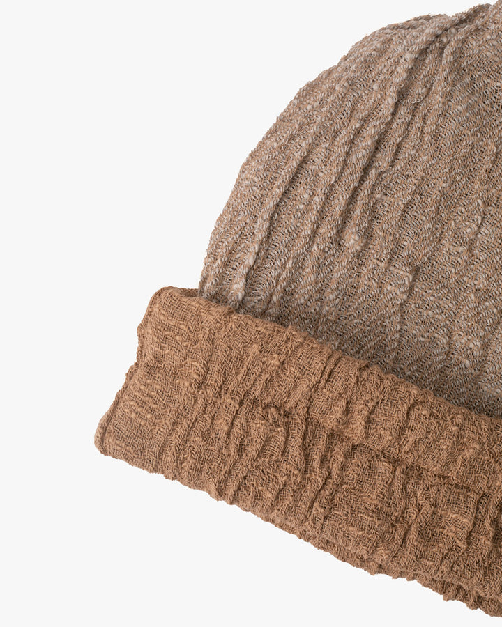 Kobo Oriza Knit Cap, Multi Functional, Cotton, Split Tan and Oatmeal, 9˝