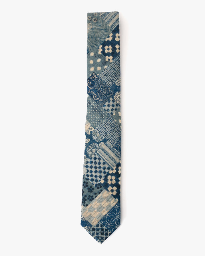Kiriko Original Tie, Classic, Washed Indigo Patchwork Style