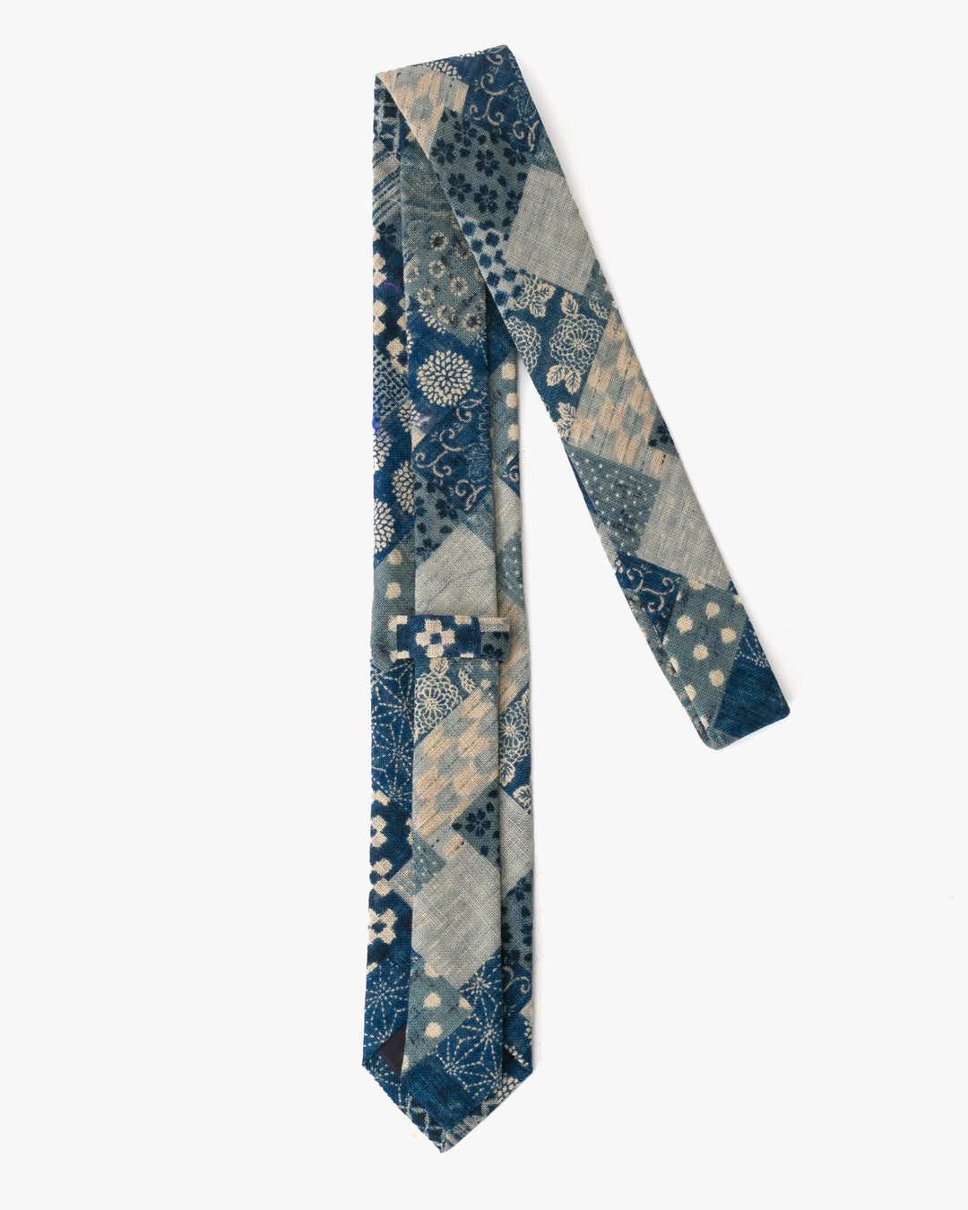 Kiriko Original Tie, Classic, Washed Indigo Patchwork Style