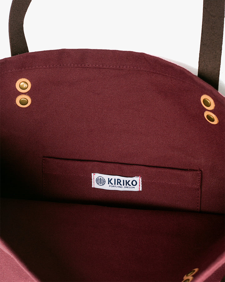 Kiriko Original Large Tote Bag, Canvas, Brick Red Logo