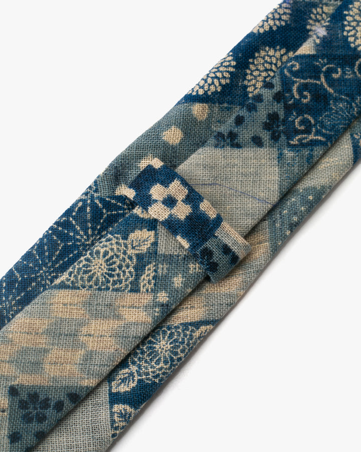 Kiriko Original Tie, Classic, Washed Indigo Patchwork Style