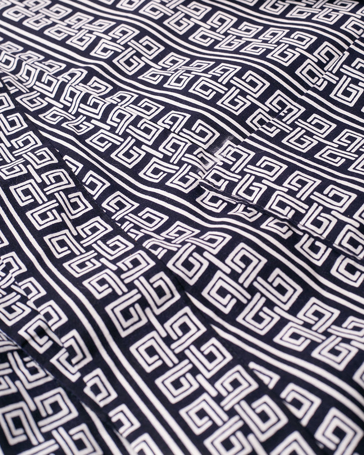 Kiriko Custom, Altered Yukata Jacket, Indigo with White Geometric Pattern
