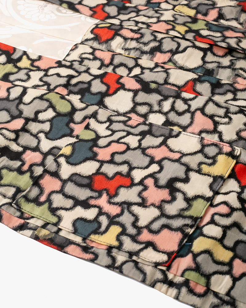 Kiriko Custom, Altered Haori Jacket, Cream with Multicolor Organic Pattern
