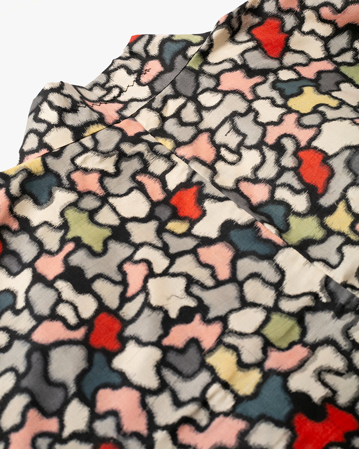 Kiriko Custom, Altered Haori Jacket, Cream with Multicolor Organic Pattern