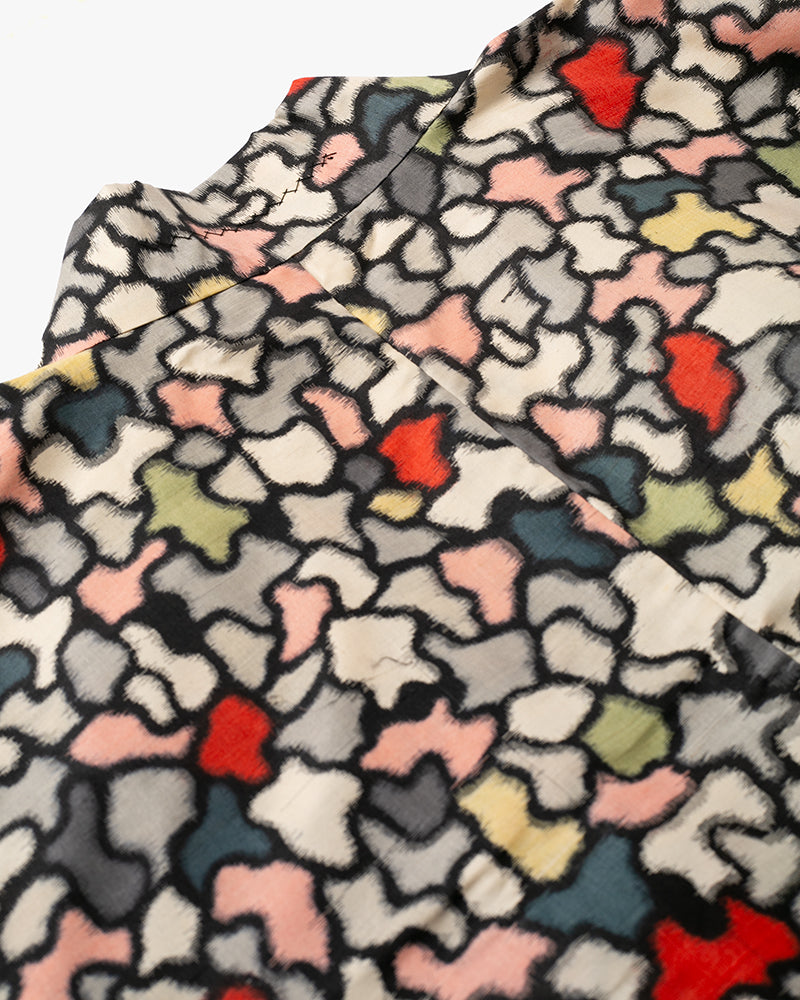 Kiriko Custom, Altered Haori Jacket, Cream with Multicolor Organic Pattern