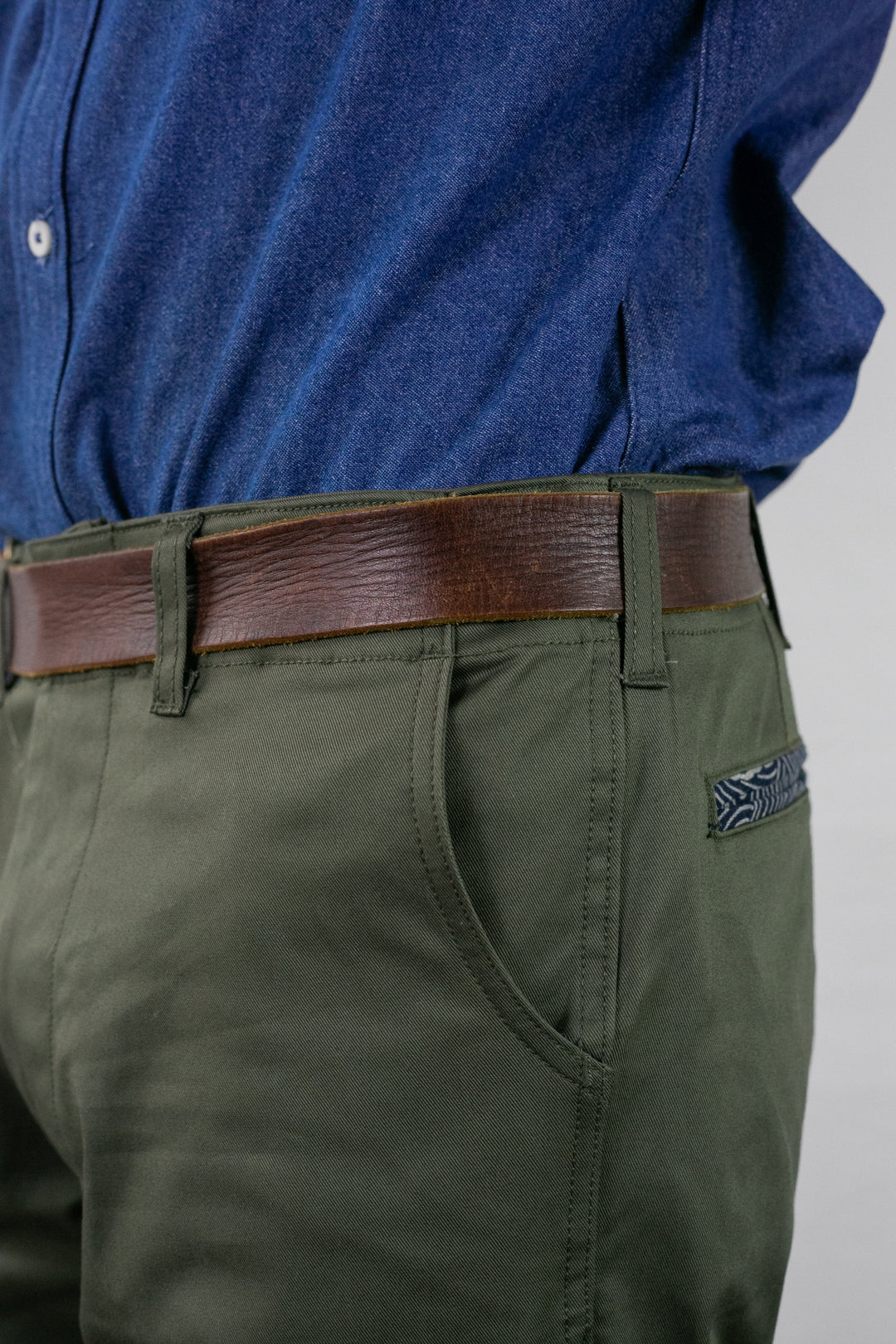 Kiriko Original Officer Trousers, 7.5 oz. Stretch Twill Chino - Olive