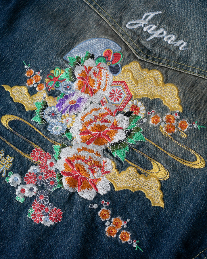 Japanese Repro Denim Jacket, L, Karakuri, Greenwash and Embroidery ...