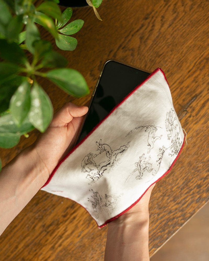 Japanese Handkerchief, Microfiber Reversible Rectangle, Choju-giga White