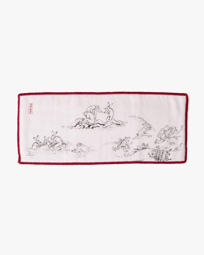 Japanese Handkerchief, Microfiber Reversible Rectangle, Choju-giga White