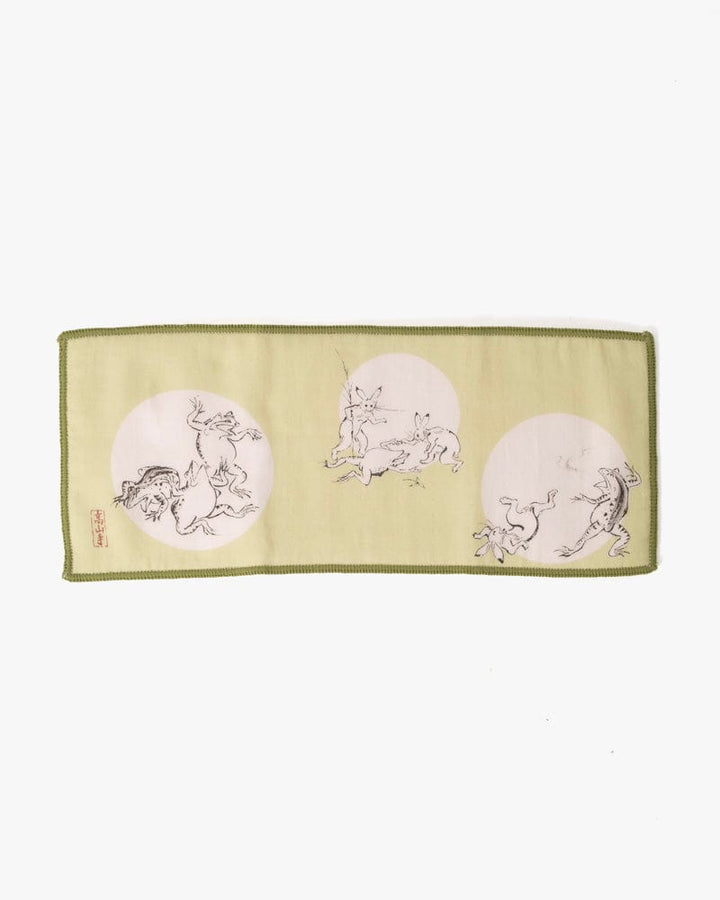 Japanese Handkerchief, Microfiber Reversible Rectangle, Choju-giga Green