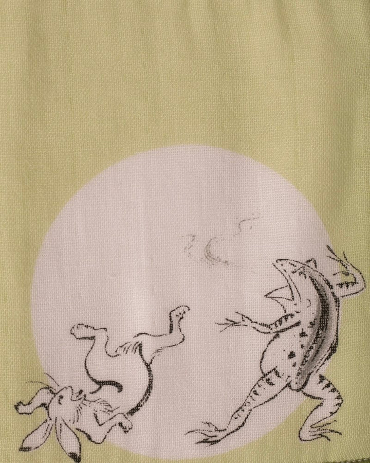 Japanese Handkerchief, Microfiber Reversible Rectangle, Choju-giga Green