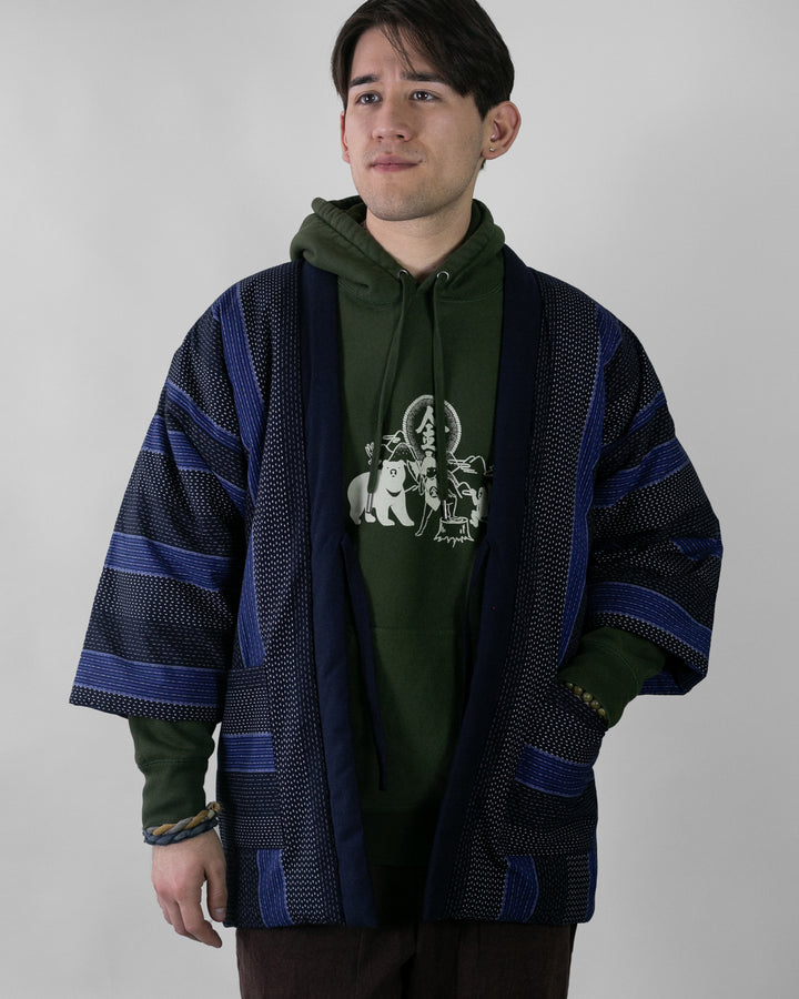 Tok, Hanten, Indigo and Navy Shima, Sashiko Style