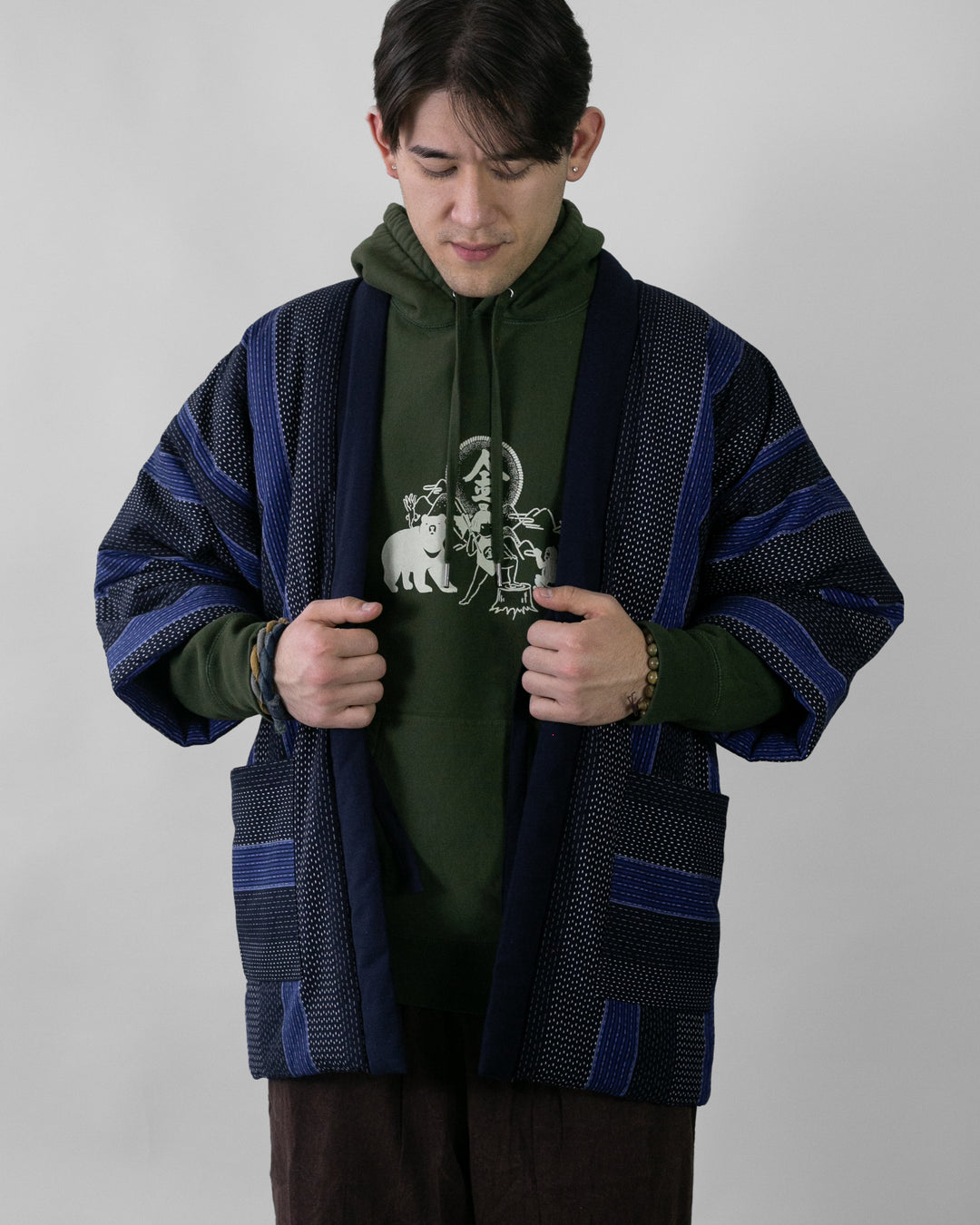 Tok, Hanten, Indigo and Navy Shima, Sashiko Style