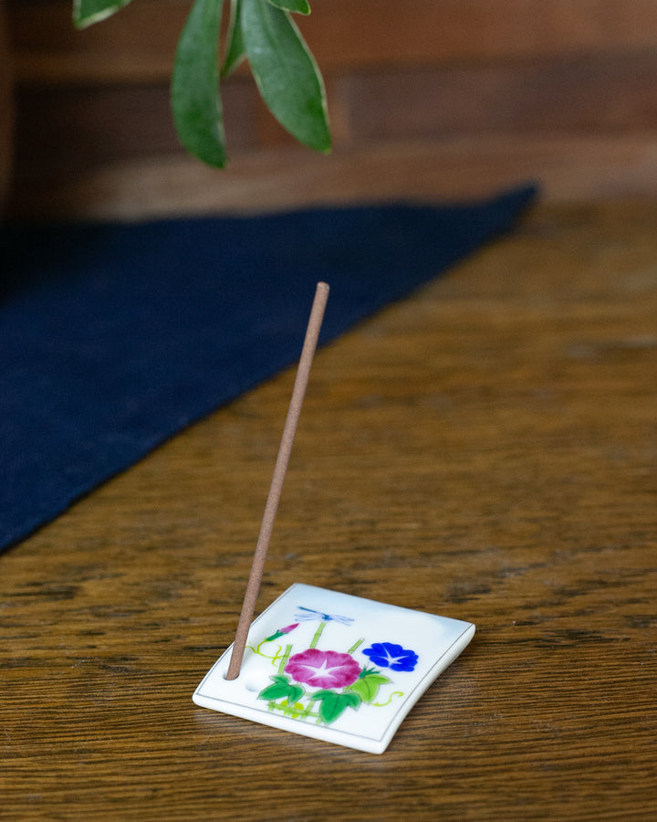 Shoyeido Incense Holder, Porcelain Tile, Morning Glory