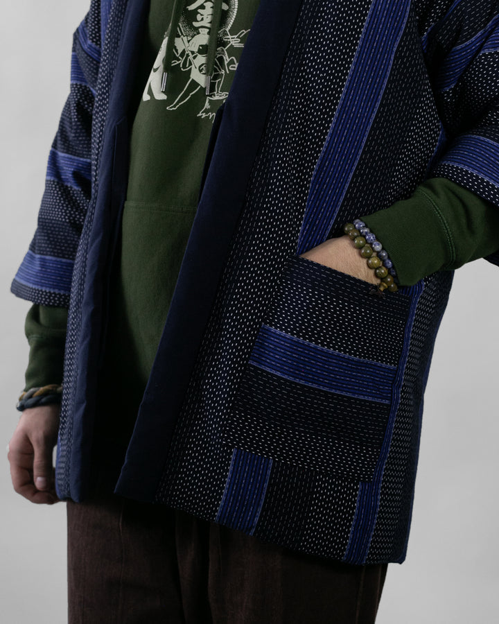 Tok, Hanten, Indigo and Navy Shima, Sashiko Style
