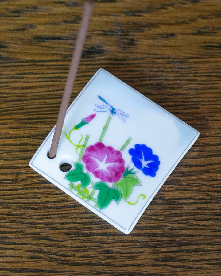 Shoyeido Incense Holder, Porcelain Tile, Morning Glory