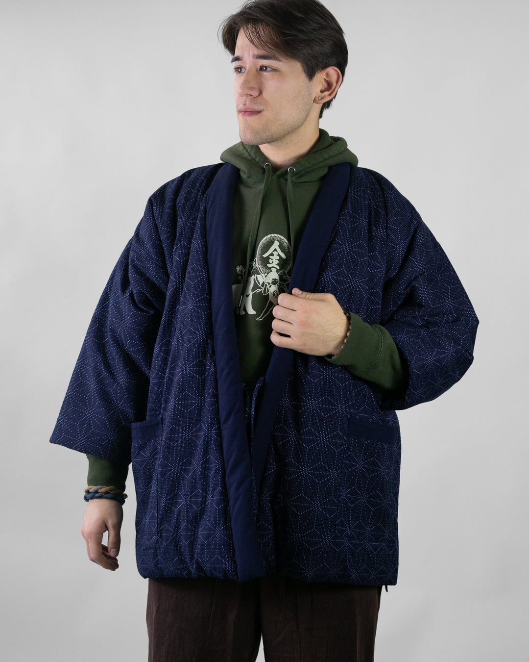 Tok, Hanten, Navy with Asanoha Sashiko Style