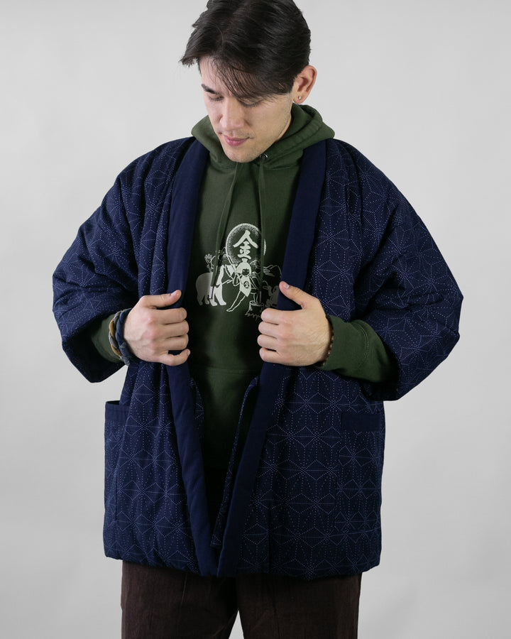 Tok, Hanten, Navy with Asanoha Sashiko Style