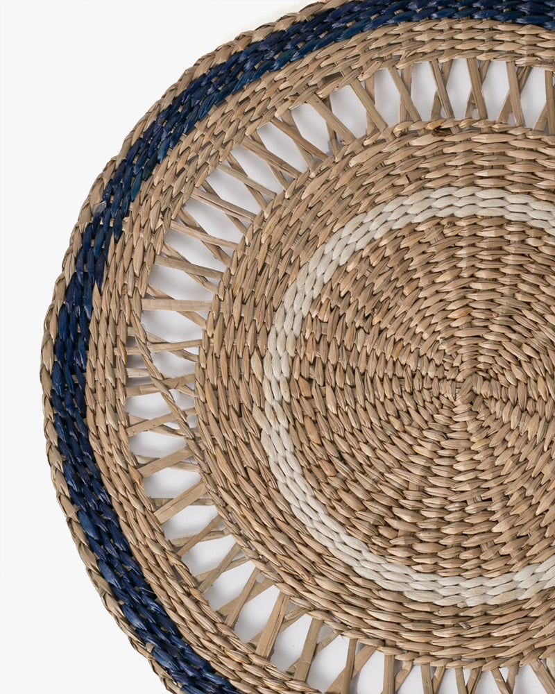 Kokoro Original, Round Blue Rim Bamboo Placemat