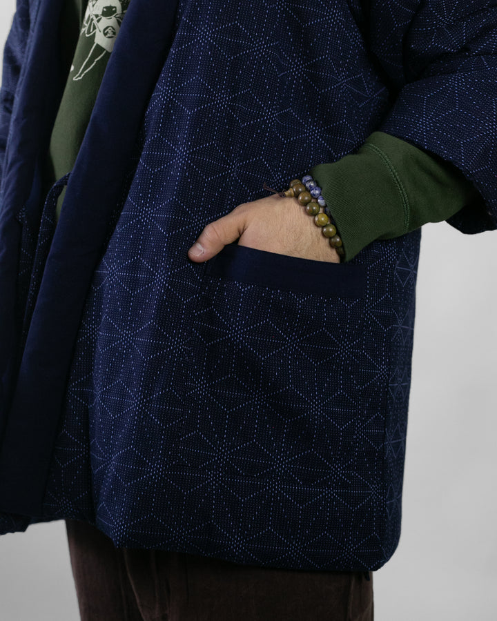 Tok, Hanten, Navy with Asanoha Sashiko Style