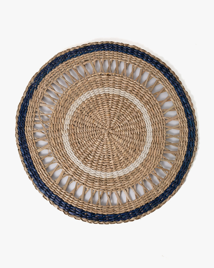 Kokoro Original, Round Blue Rim Bamboo Placemat