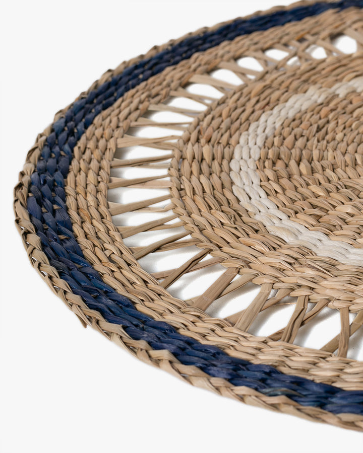 Kokoro Original, Round Blue Rim Bamboo Placemat