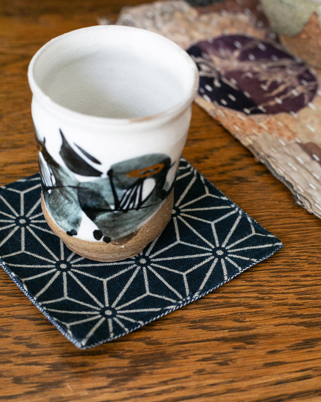 Kiriko Original Coaster, Indigo Asanoha