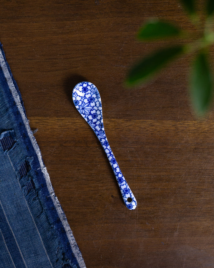 Hand-Painted Porcelain Spoon, Ichiyama, Sakura