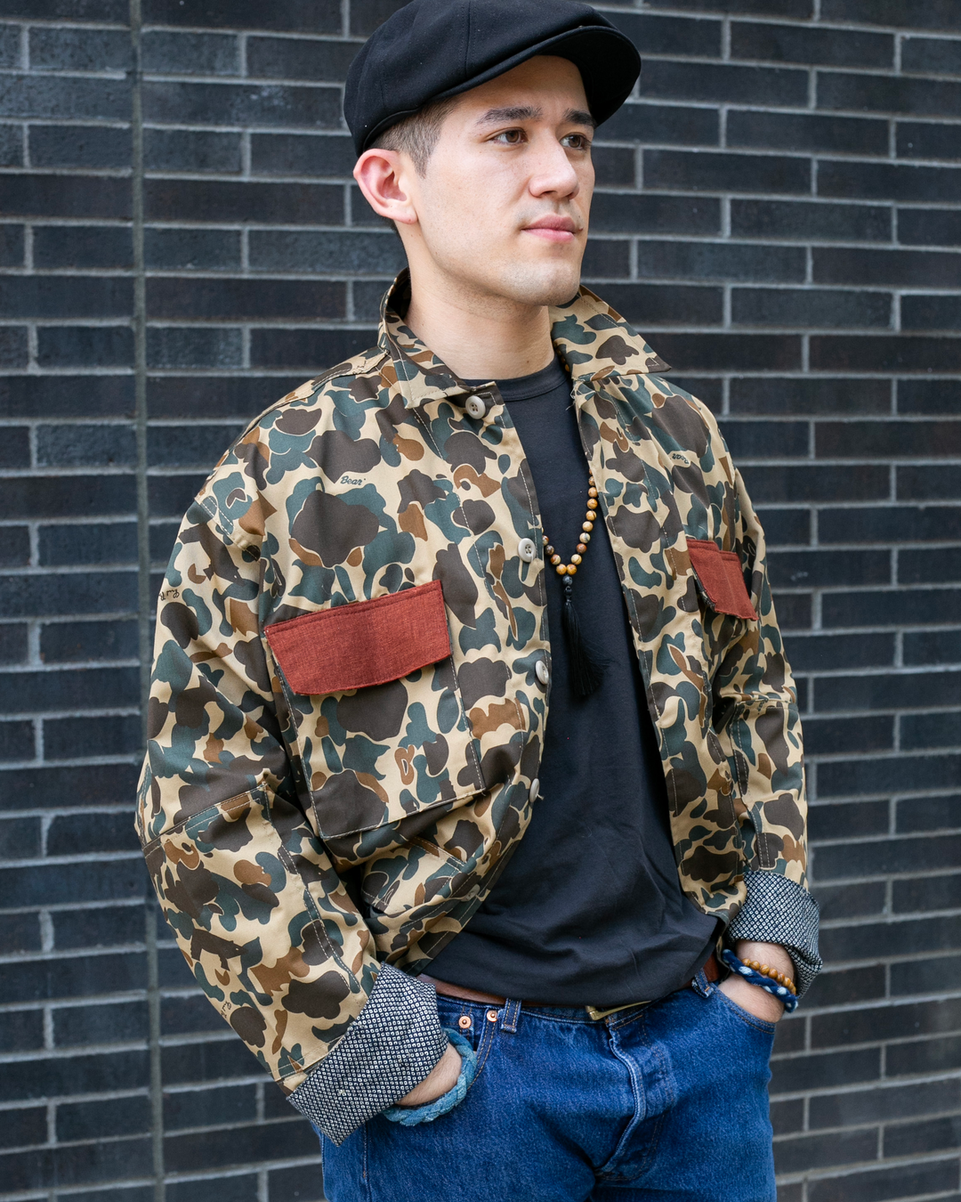Kiriko Custom Military Jacket, Camo Patched, Obi Phoenix 