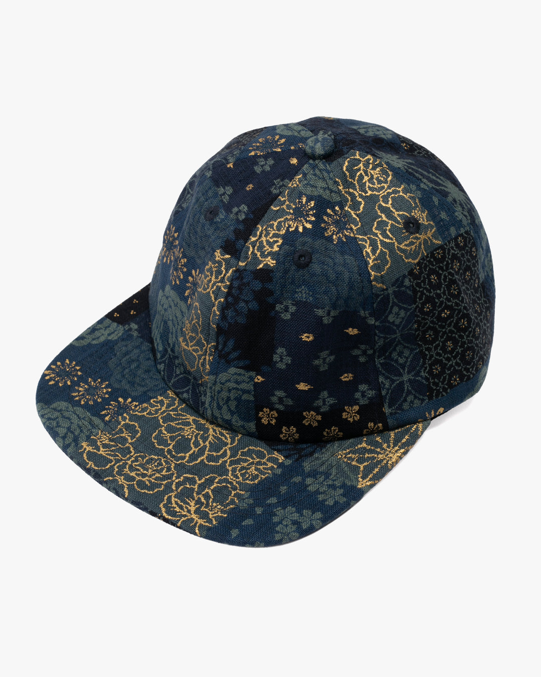 Kiriko Original Cap, 6-Panel, Multi Patchwork, Blue and Gold